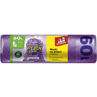 Worki na �mieci JAN NIEZB�DNY, magnum flex, z ta�m�, 60l, 8szt., lawendowe