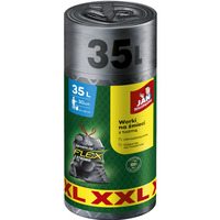 Worki na �mieci JAN NIEZB�DNY, magnum flex, z ta�m�, 35l, 30szt., szare