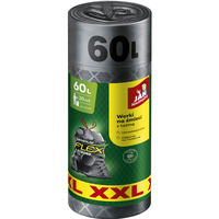 Worki na �mieci JAN NIEZB�DNY, magnum flex, z ta�m�, 60l, 20szt., szare