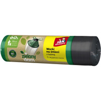 Worki na �mieci JAN NIEZB�DNY, zielony dom, z ta�m�, 60l, 10szt., czarno-zielone