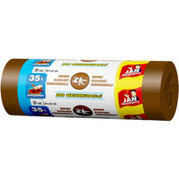 Worki na �mieci JAN NIEZB�DNY, do segregacji, easy pack, 35l, 20szt., br�zowe