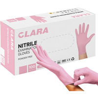 R�kawice nitrylowe bezpudrowe CLARA, 100 szt., rozmiar XS, r&oacute;�owe