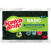 Zmywak do szorowania SCOTCH BRITE Basic, wóknina, 3 szt., zielony