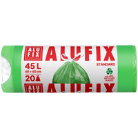 Worki na śmieci ALUFIX, ze ściągaczem, HDPE, 60x60cm, 45l, 20 szt., zielone