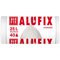 Worki na śmieci ALUFIX, HDPE, 45x50cm, 25l, 40 szt., białe