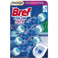 Kulki myj�co-zapachowe do toalet BREF Color Auto Active Eukaliptus, barwi�ce, 3x50g