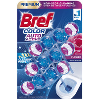 Kulki myj�co-zapachowe do toalet BREF Color Auto Active Flower, barwi�ce, 3x50g