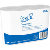 Papier toaletowy SCOTT Essential, 2-warstwowy, 6 rolek x 600 listk&oacute;w, bia�y