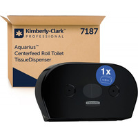 Dozownik podw&oacute;jny do papieru toaletowego KIMBERLY-CLARK, 7187, centralne odwijanie, czarny