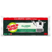 Zmywak kuchenny SCOTCH-BRITE Classic, p�aski, 4+4 szt. gratis, �&oacute;�to-zielony