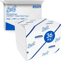 Papier toaletowy sk�adany SCOTT Control, 2-warstwowy, 18, 6x11cm, 36x220 listk&oacute;w, bia�y