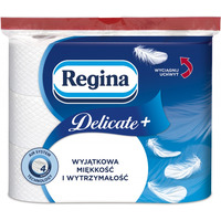 Papier toaletowy REGINA Delicate+, 4-warstwowy, 12, 5m, 100 listk&oacute;w, 9 rolek, bia�y